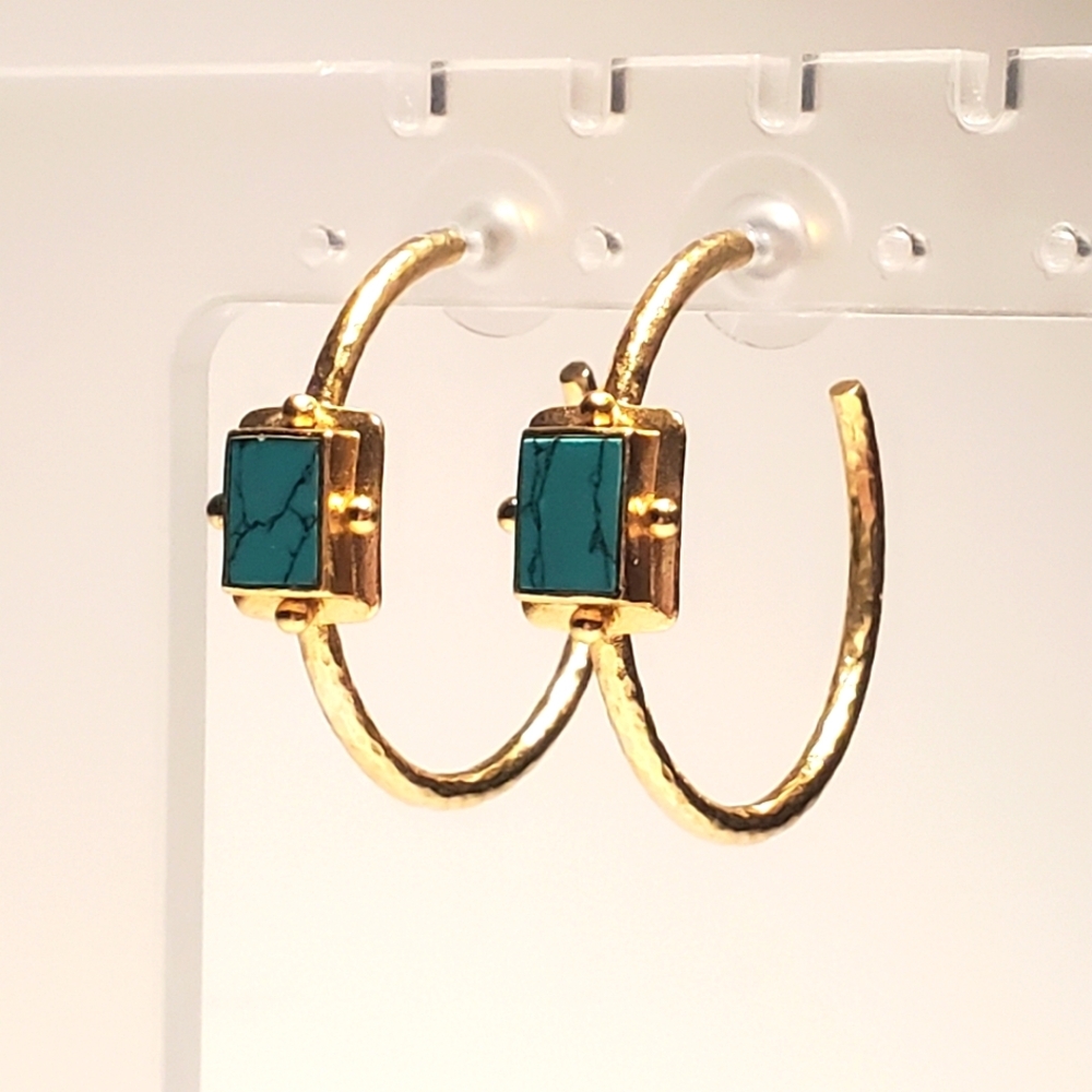 Amrapali 14k Gold Plated Hoop Earrings New on Card